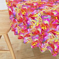 INCREDIBLE FRUITY FLOWERS FLOWERY FRUITS ABSTRACT STRIPES 4  FUCSHSIA PINK YELLOW