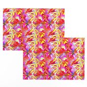 INCREDIBLE FRUITY FLOWERS FLOWERY FRUITS ABSTRACT STRIPES 4  FUCSHSIA PINK YELLOW