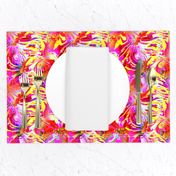 INCREDIBLE FRUITY FLOWERS FLOWERY FRUITS ABSTRACT STRIPES 4  FUCSHSIA PINK YELLOW