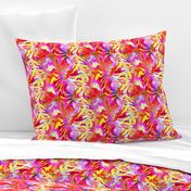 INCREDIBLE FRUITY FLOWERS FLOWERY FRUITS ABSTRACT STRIPES 4  FUCSHSIA PINK YELLOW