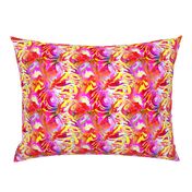 INCREDIBLE FRUITY FLOWERS FLOWERY FRUITS ABSTRACT STRIPES 4  FUCSHSIA PINK YELLOW