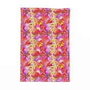 INCREDIBLE FRUITY FLOWERS FLOWERY FRUITS ABSTRACT STRIPES 4  FUCSHSIA PINK YELLOW
