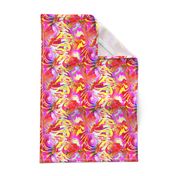 INCREDIBLE FRUITY FLOWERS FLOWERY FRUITS ABSTRACT STRIPES 4  FUCSHSIA PINK YELLOW