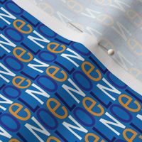 NOEL Cute Holiday Text Pattern in Shades of Blue and Gold