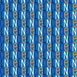 NOEL Cute Holiday Text Pattern in Shades of Blue and Gold