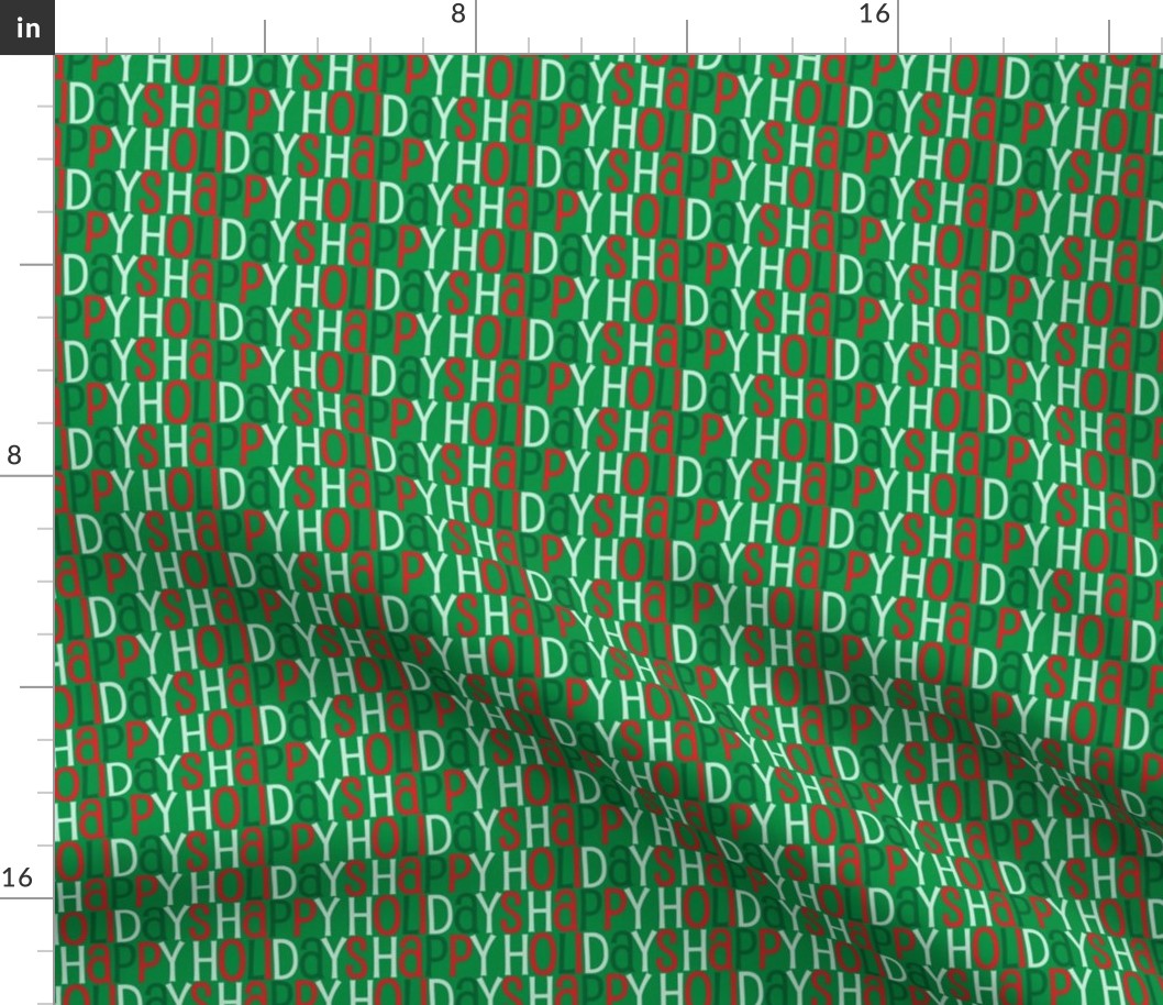 Happy Holidays Green Red Christmas Pattern