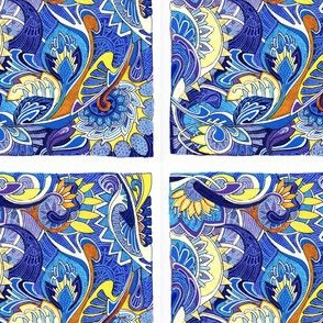 Blue Tile Paisley Patch