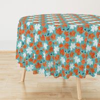 Autumn leaves in blue and orange medium