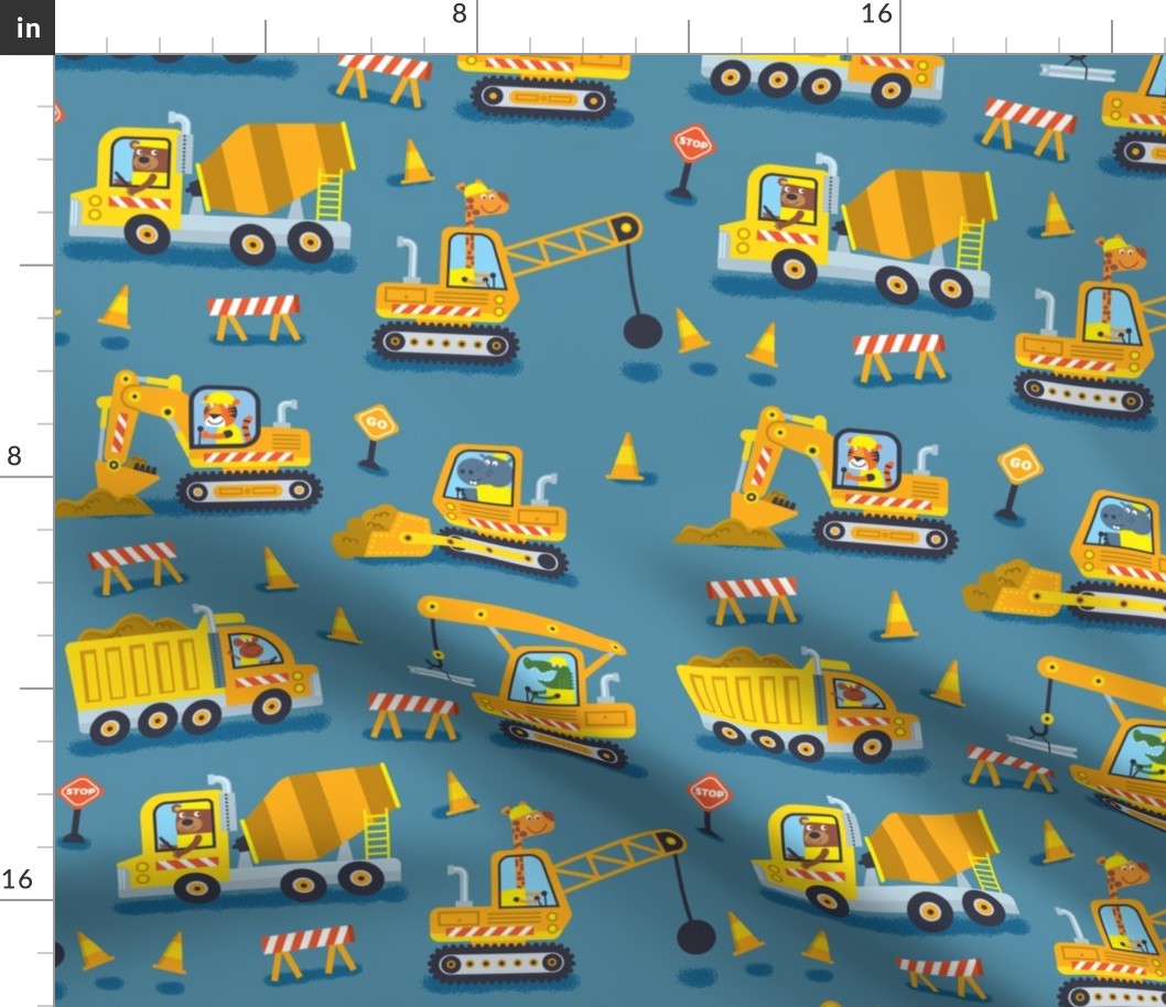 Construction Trucks (slate blue) LARGE