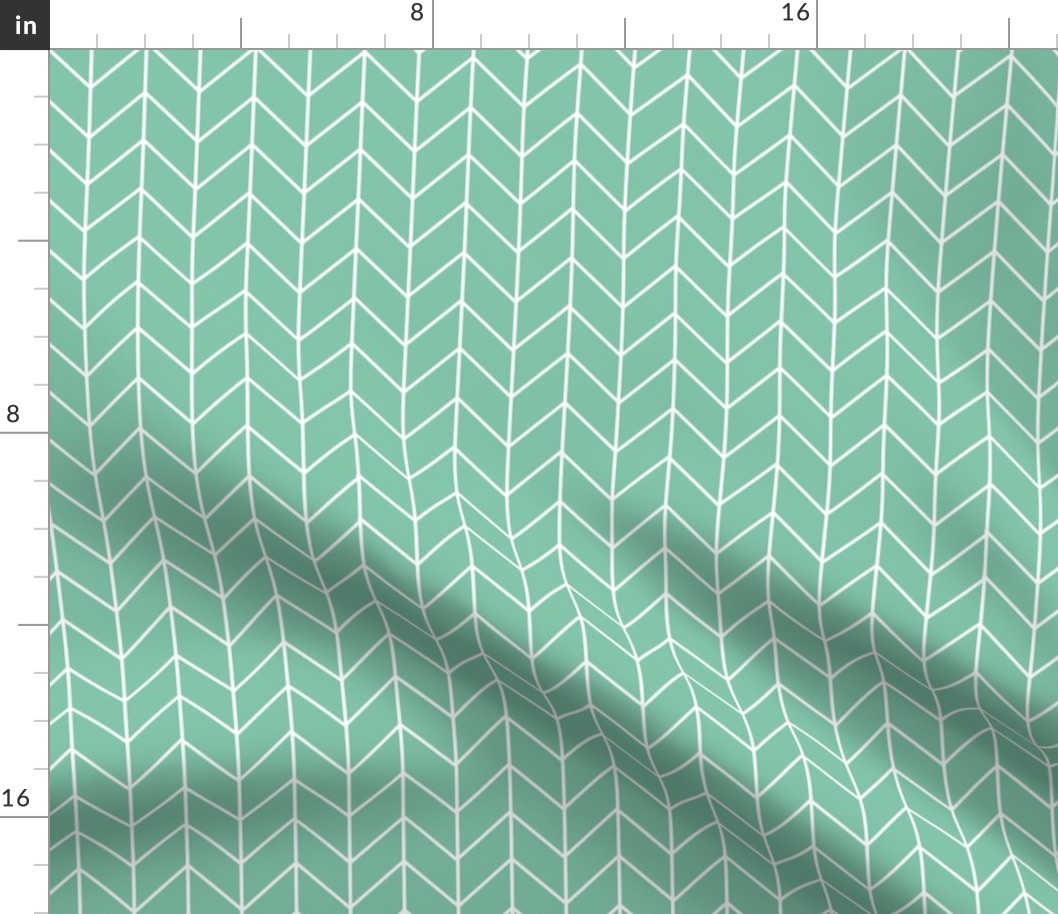 green chevron fabric