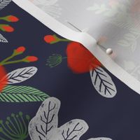 poppies floral fabric - dark navy