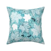 Maple leaves in turquoise blue large
