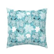 Maple leaves in turquoise blue large