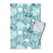 Maple leaves in turquoise blue large