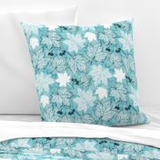 Maple leaves in turquoise blue large