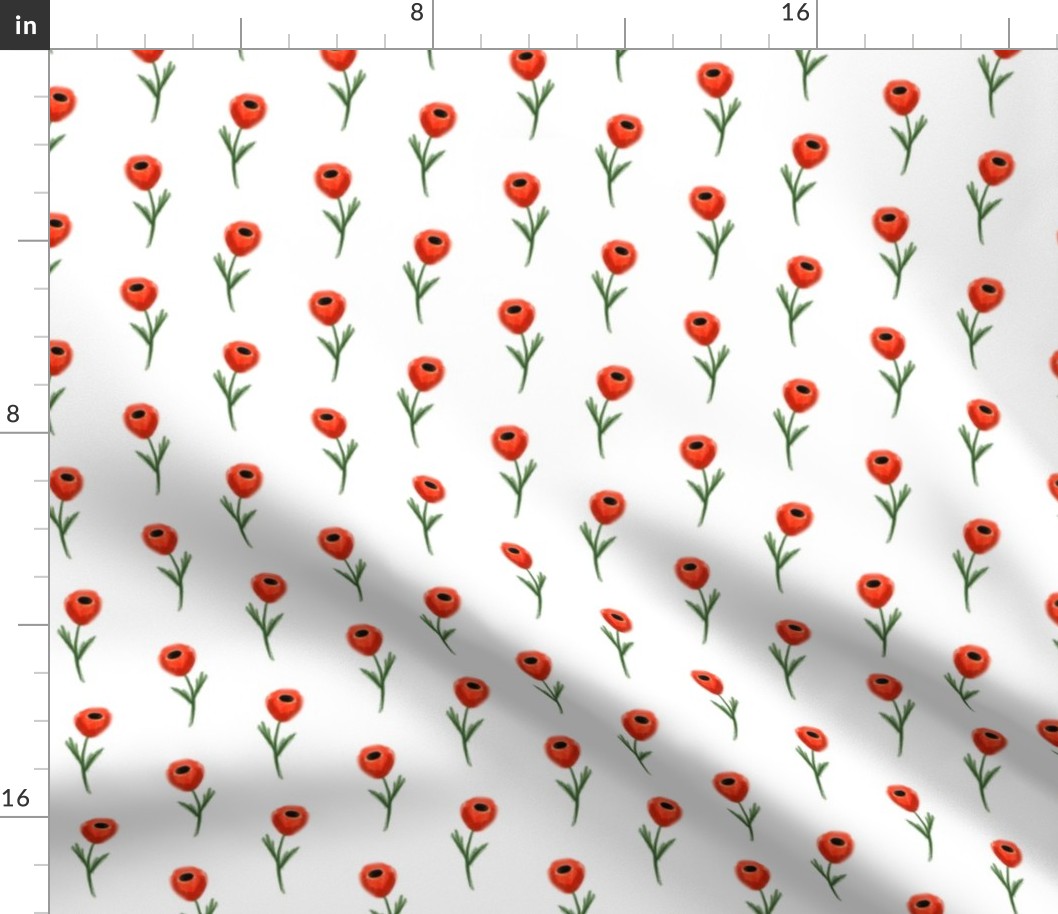 poppy fabric - white