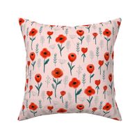 poppies floral fabric - pink