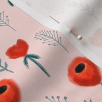 poppies floral fabric - pink