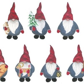 Medium Hand Drawn Scandi Christmas Gnomes Tomtens