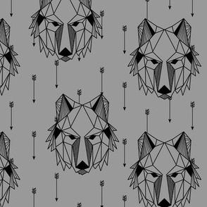 Geometric Wolf + Arrows (greystone) Geo Wolves Woodland Animals Baby Boy Nursery Bedding A