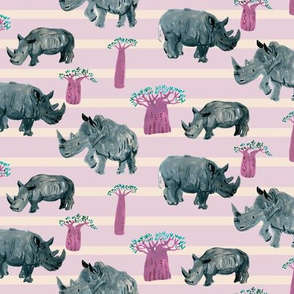 African safari rhino pink