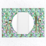 FLOWERS BRANCH LAND PASTEL AQUA MAUVE