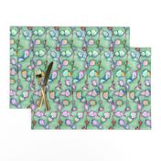 FLOWERS BRANCH LAND PASTEL AQUA MAUVE