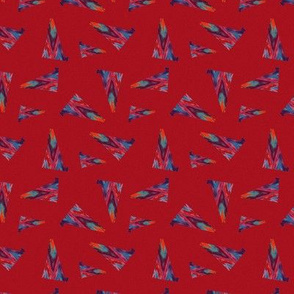 Multicolored Triangles Red Upholstery Fabric