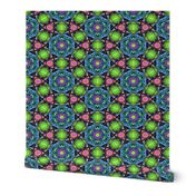 MANDALA FLOWER HEXAGON GEOMETRY BLUE GREEN