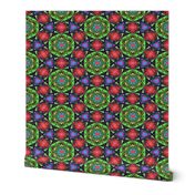 MANDALA FLOWER HEXAGON GEOMETRY GREEN RED