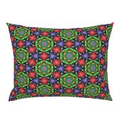 MANDALA FLOWER HEXAGON GEOMETRY GREEN RED