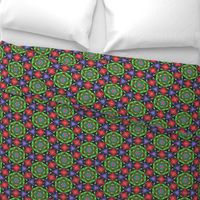 MANDALA FLOWER HEXAGON GEOMETRY GREEN RED