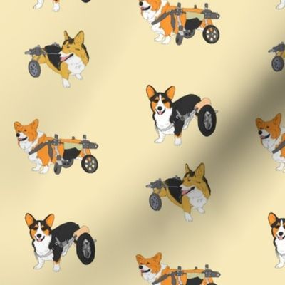 Corgis on Wheels - tan