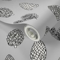 Pinecone nature forest fabric pattern // grey pinecones by andrea lauren