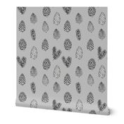 Pinecone nature forest fabric pattern // grey pinecones by andrea lauren