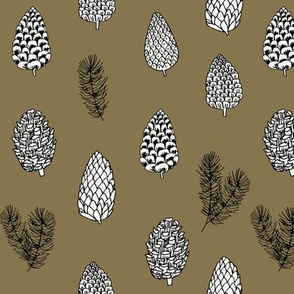 Pinecone nature forest fabric pattern // brown pinecones by andrea lauren