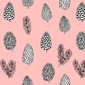 Pinecone nature forest fabric pattern // pink pinecones by andrea lauren