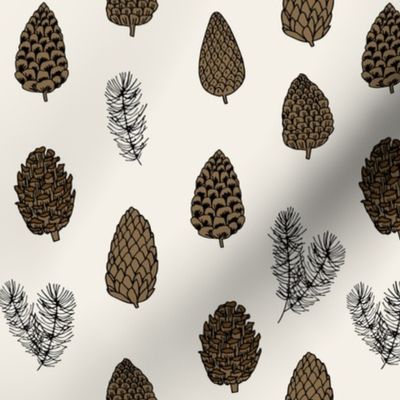 Pinecone nature forest fabric pattern // neutral pinecones by andrea lauren