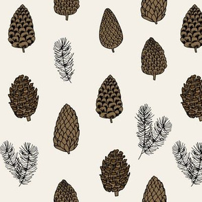 Pinecone nature forest fabric pattern // neutral pinecones by andrea lauren