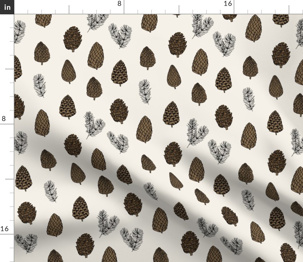 Pinecone nature forest fabric pattern // neutral pinecones by andrea lauren