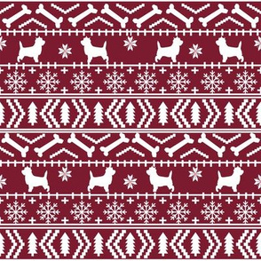 Cairn Terrier fair isle christmas sweater fabric winter holiday dog breed maroon
