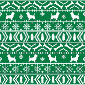 Cairn Terrier fair isle christmas sweater fabric winter holiday dog breed green