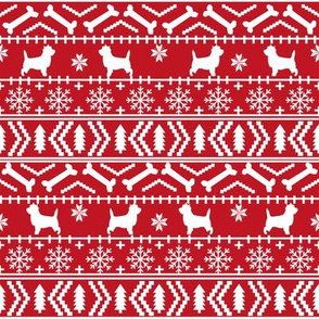 Cairn Terrier fair isle christmas sweater fabric winter holiday dog breed red
