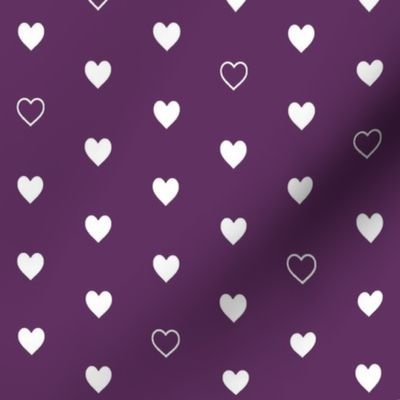 White Hearts on Plum – Love Heart Valentines Day Baby Girl