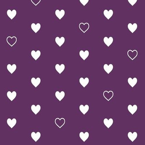 White Hearts on Plum – Love Heart Valentines Day Baby Girl