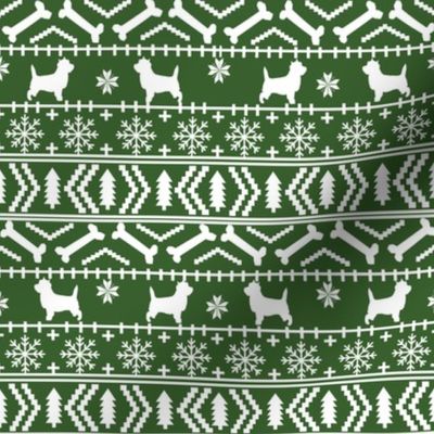 Cairn Terrier fair isle christmas sweater fabric winter holiday dog breed med green