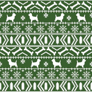 Cairn Terrier fair isle christmas sweater fabric winter holiday dog breed med green