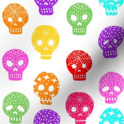 Sugar Skull day of the dead fabric pattern multi colored