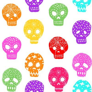 Sugar Skull day of the dead fabric pattern multi colored