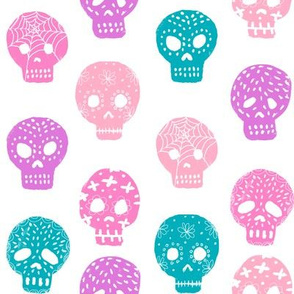 Sugar Skull day of the dead fabric pattern pastels